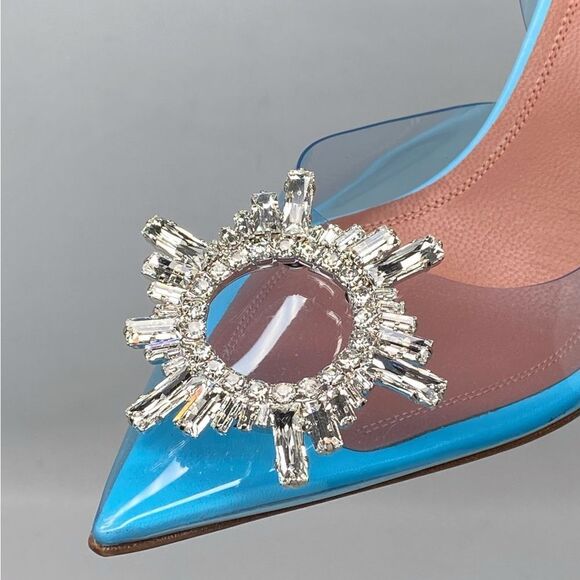 Amina Muaddi Begum Clear Crystal Slingback Pumps size 38 - Picture 6 of 14